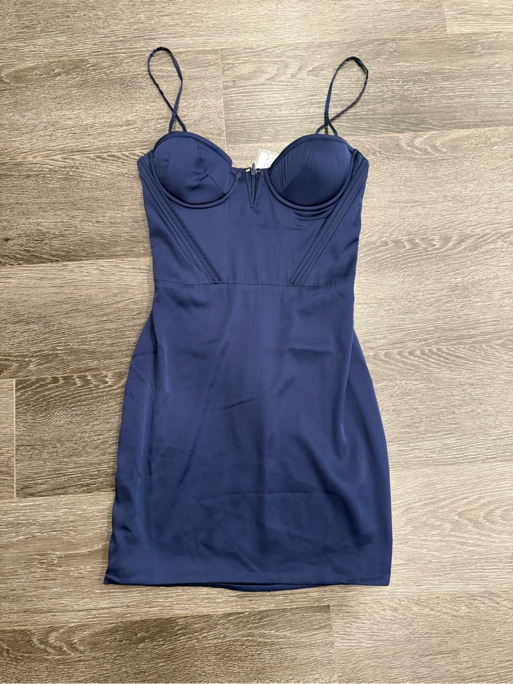 Oh Polly Navy Structured Bustier Mini Dress